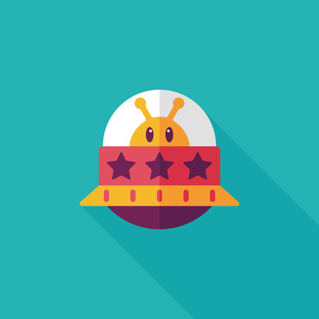 Space UFO flat icon with long shadow, eps10のイラスト素材