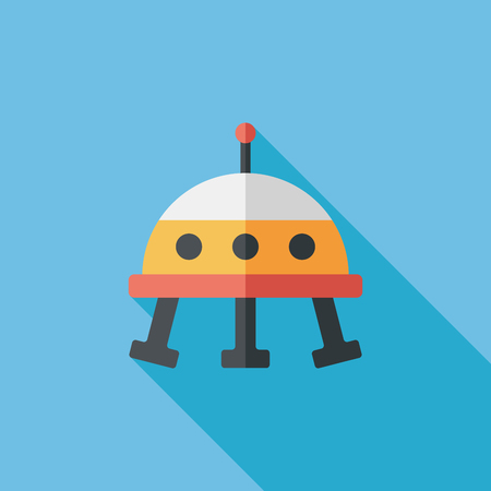 Space UFO flat icon with long shadow, eps10のイラスト素材