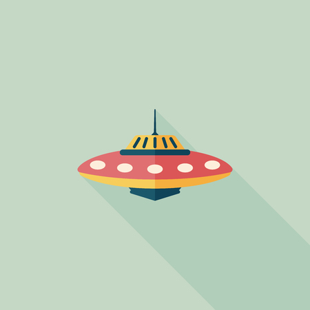 Space UFO flat icon with long shadow, eps10のイラスト素材