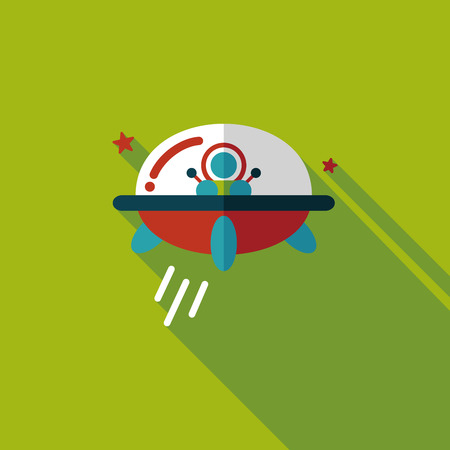 Space UFO flat icon with long shadow, eps10のイラスト素材
