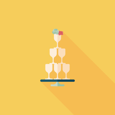 wedding champagne cups flat icon with long shadow,eps10のイラスト素材