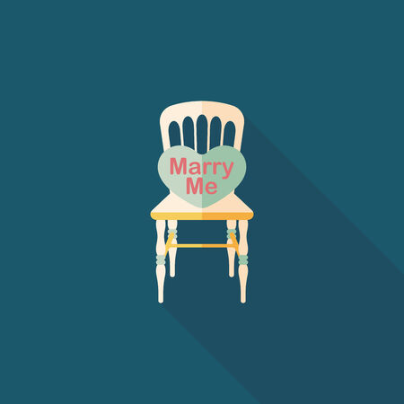 wedding marry me shape pillow flat icon with long shadowのイラスト素材