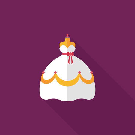 wedding dress flat icon with long shadowのイラスト素材