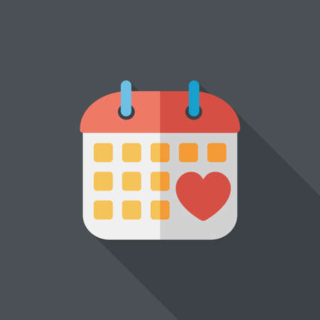 wedding day calendar flat icon with long shadowのイラスト素材