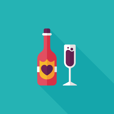 wedding champagne flat icon with long shadowのイラスト素材