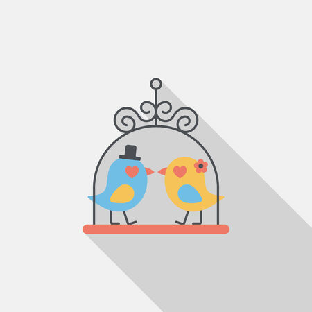 wedding birds flat icon with long shadowのイラスト素材