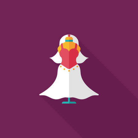 wedding dress flat icon with long shadow,eps10のイラスト素材