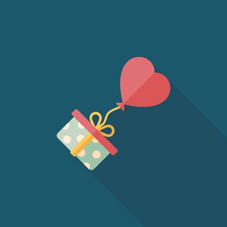 wedding gift flat icon with long shadowのイラスト素材