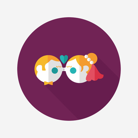 wedding couple flat icon with long shadow,eps10のイラスト素材
