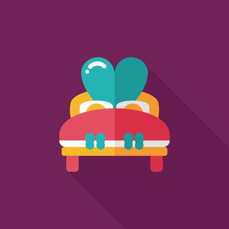 wedding couple bed flat icon with long shadow,eps10のイラスト素材