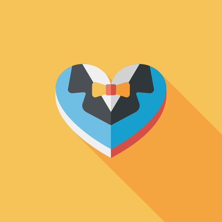 wedding groom suit shaped box of cookies flat icon with long shadow,eps10, This is Chinese tradition that the bride needs prepare wedding cookies to share the happiness to family and friends.のイラスト素材