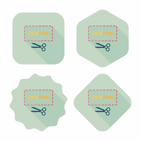 shopping sale coupon flat icon with long shadowのイラスト素材