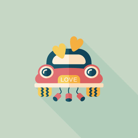 wedding car flat icon with long shadow, eps10のイラスト素材
