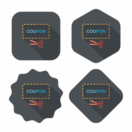 shopping sale coupon flat icon with long shadowのイラスト素材