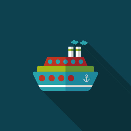 Transportation ferry flat icon with long shadow,eps10のイラスト素材