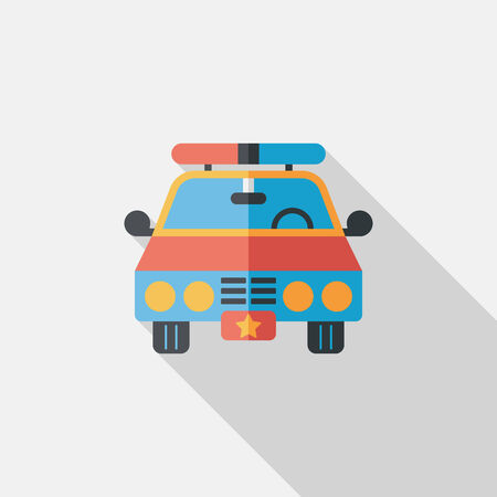 Transportation police car flat icon with long shadow,eps10のイラスト素材