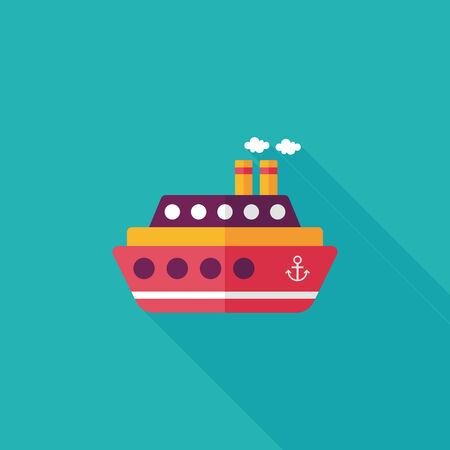 Transportation ferry flat icon with long shadow,eps10のイラスト素材
