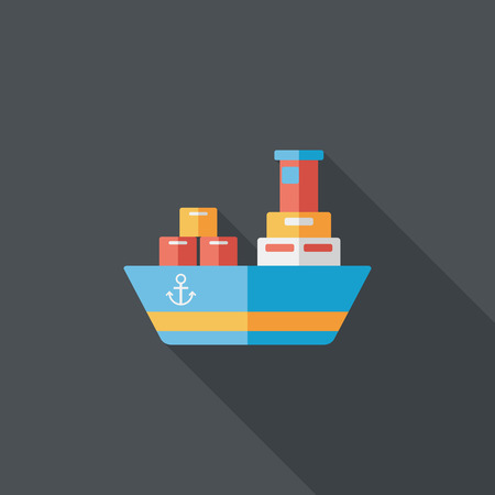 Transportation Container ship flat icon with long shadow,eps10のイラスト素材