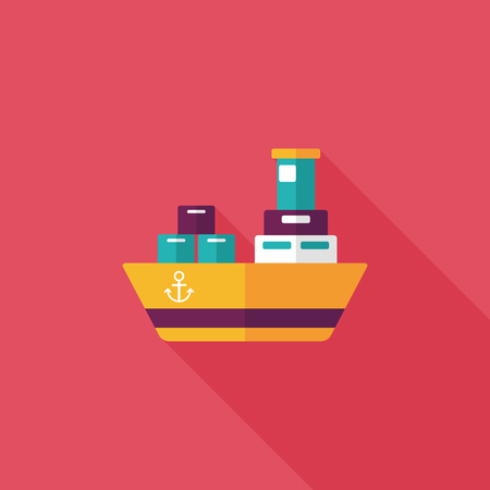 Transportation Container ship flat icon with long shadow,eps10のイラスト素材