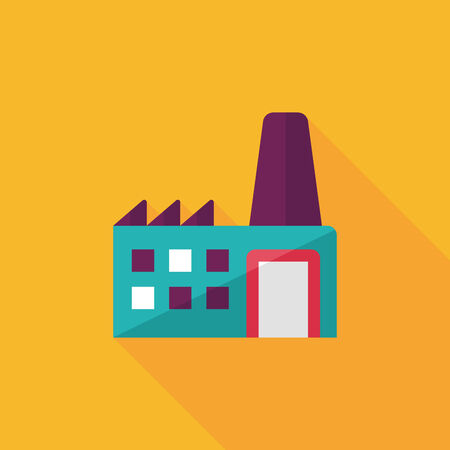 Building factory flat icon with long shadow,eps10のイラスト素材