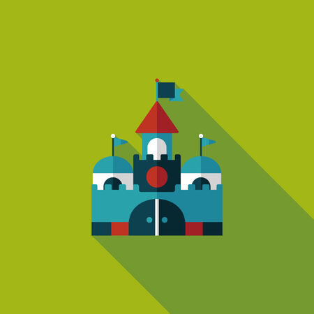 Building castle flat icon with long shadow,eps10のイラスト素材