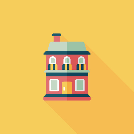 Building house flat icon with long shadow,eps10のイラスト素材