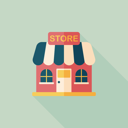 Building shop store flat icon with long shadow,eps10のイラスト素材
