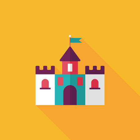 Building castle flat icon with long shadow,eps10のイラスト素材