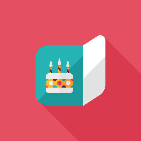 birthday card flat icon with long shadowのイラスト素材