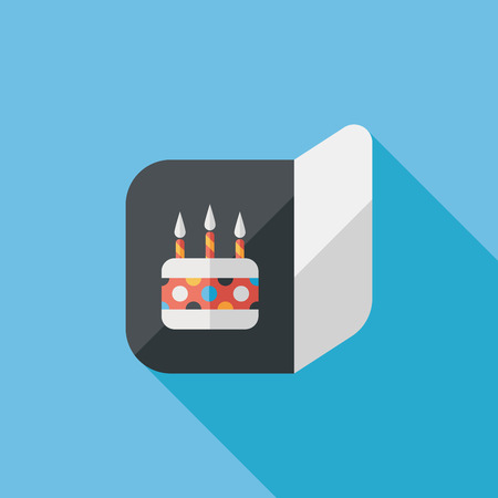 birthday card flat icon with long shadowのイラスト素材