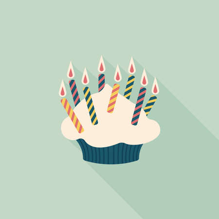birthday cake flat icon with long shadow.
