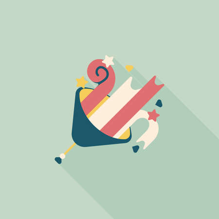 birthday party horn flat icon with long shadow.のイラスト素材
