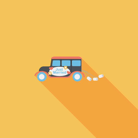 wedding car flat icon with long shadow.のイラスト素材