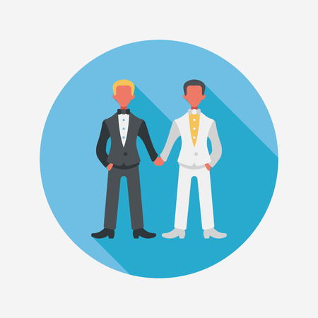 wedding couple flat icon with long shadow.のイラスト素材