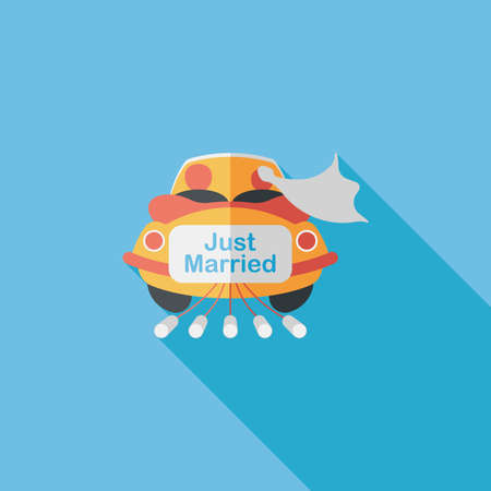wedding car flat icon with long shadow.のイラスト素材
