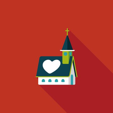 wedding church flat icon with long shadow.のイラスト素材