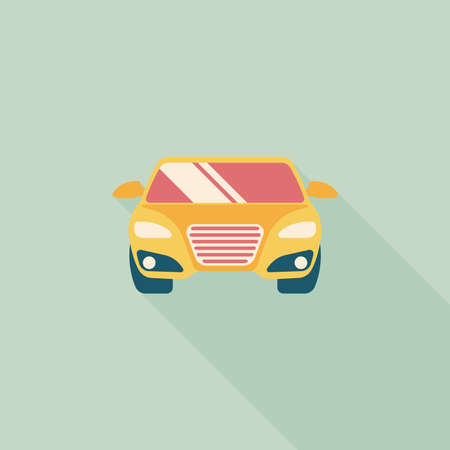 Transportation car flat icon with long shadow.のイラスト素材