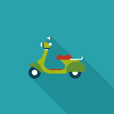 Transportation scooter flat icon with long shadow,eps10のイラスト素材