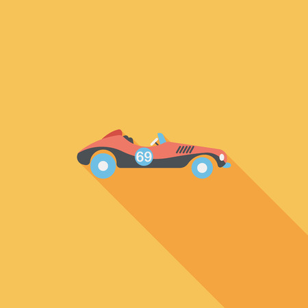 Transportation open car flat icon with long shadow.のイラスト素材