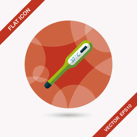 medical thermometer flat icon with long shadowのイラスト素材
