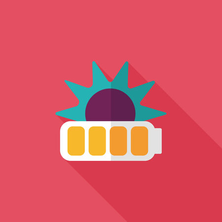 Environmental protection concept flat icon with long shadow,eps10; solar energy; saving energyのイラスト素材