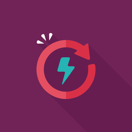 Environmental protection concept flat icon with long shadow,eps10; Renewable energy; Recycled energyのイラスト素材