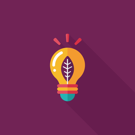 Environmental protection concept flat icon with long shadow,eps10; Saving energy, turning off lightsのイラスト素材