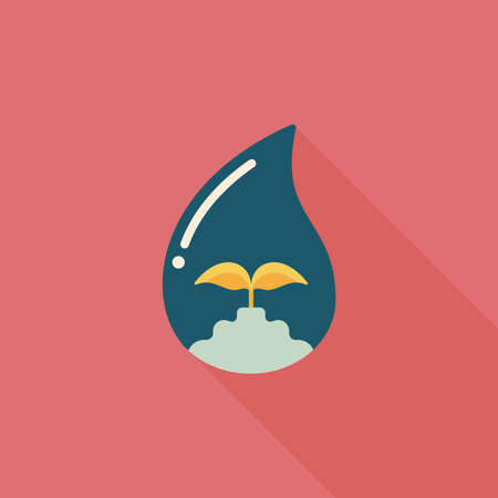 Environmental protection concept flat icon with long shadow,eps10; Conserve water, protect the environment.のイラスト素材