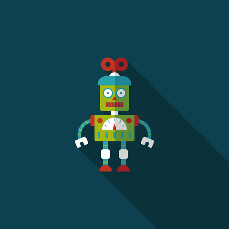 robot concept flat icon with long shadow,eps10のイラスト素材
