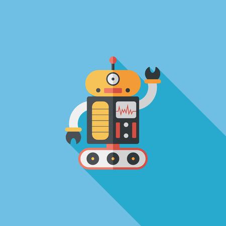 robot concept flat icon with long shadow,eps10のイラスト素材