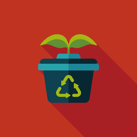 Environmental protection concept flat icon with long shadow,eps10; Protect our forests and ecological plant.のイラスト素材