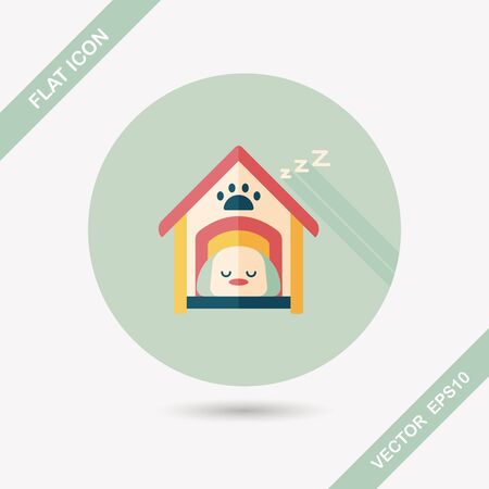 Pet dog house flat icon with long shadowのイラスト素材