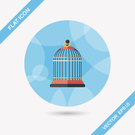 Pet bird cage flat icon with long shadowのイラスト素材