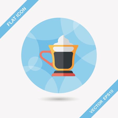 Coffee cup flat icon with long shadow tea cup Coffee cup flat icon with long shadow tea cup